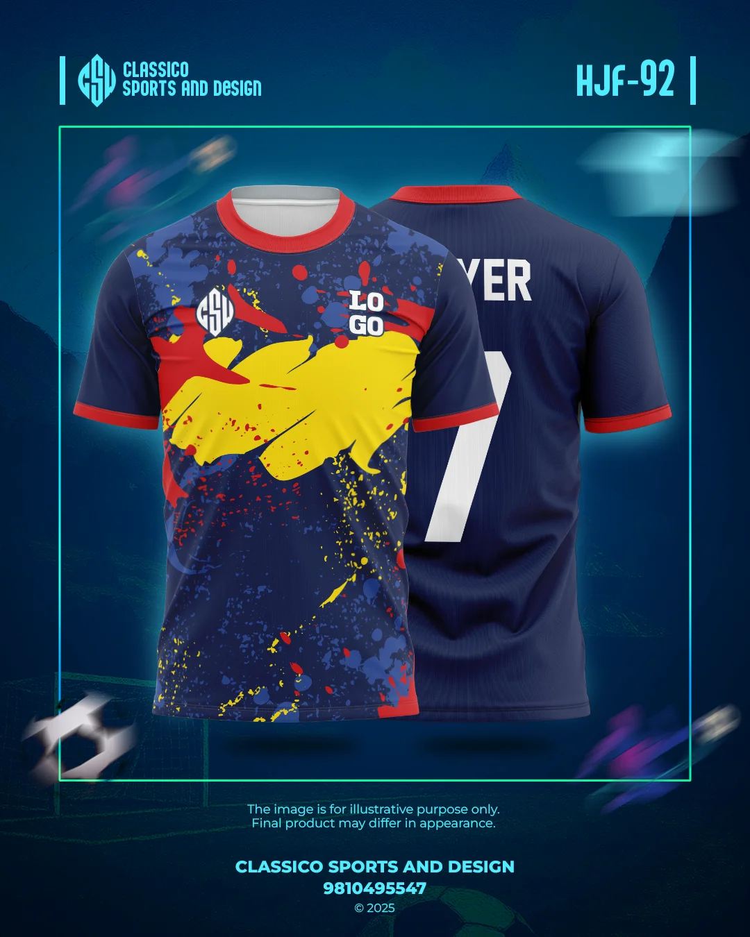 HJF 92 Custom Football Jersey  Splatter Art Edition | Classico Sportswear Nepal